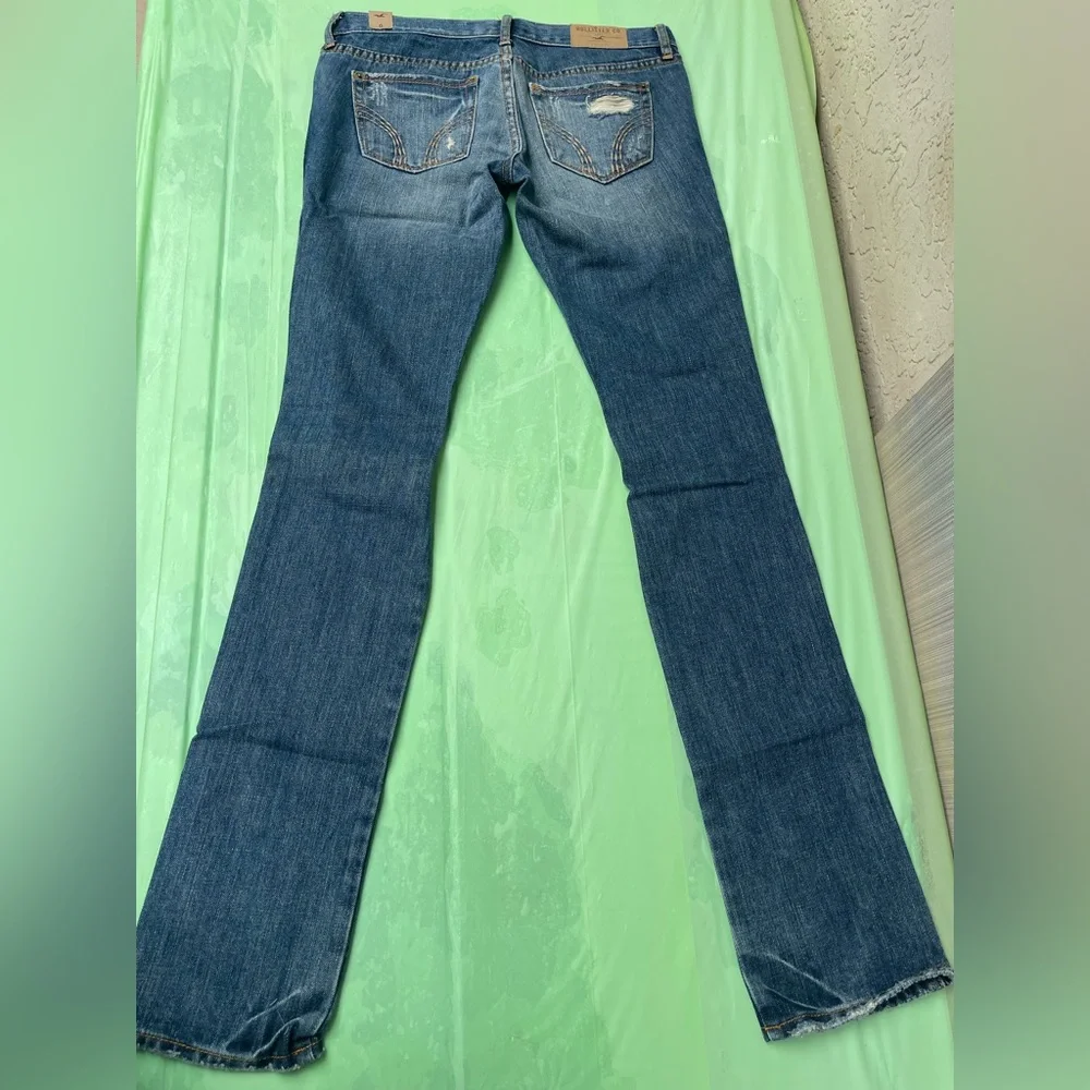LOW RISE VINTAGE Hollister Cali Hermosa Dark Blue boot leg size 0 irregular - Picture 3 of 13